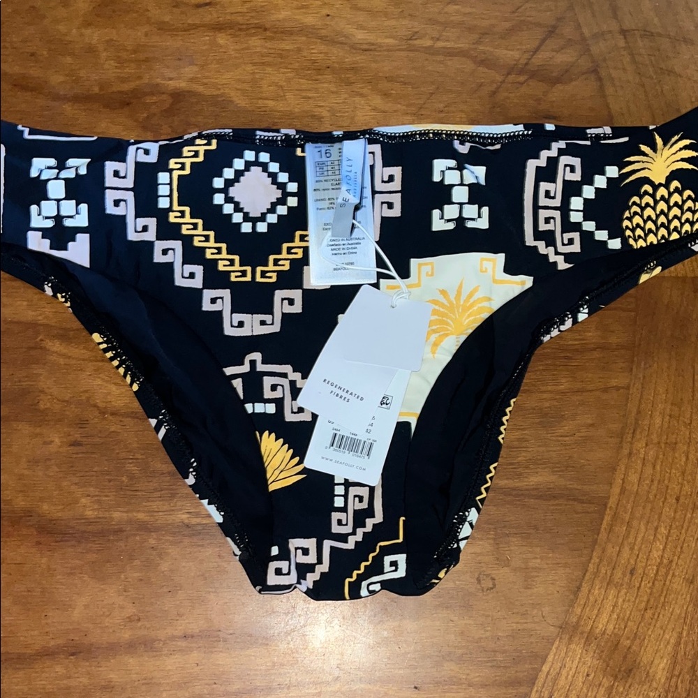 Black and Gold Patterned Bikini Bottoms